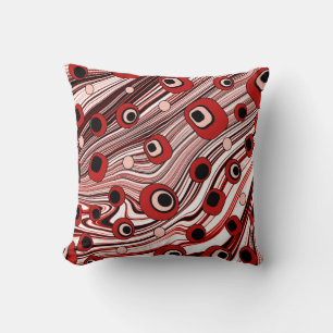 Cute Red Retro Stil Vågigt Mönster Dekorativ kudde