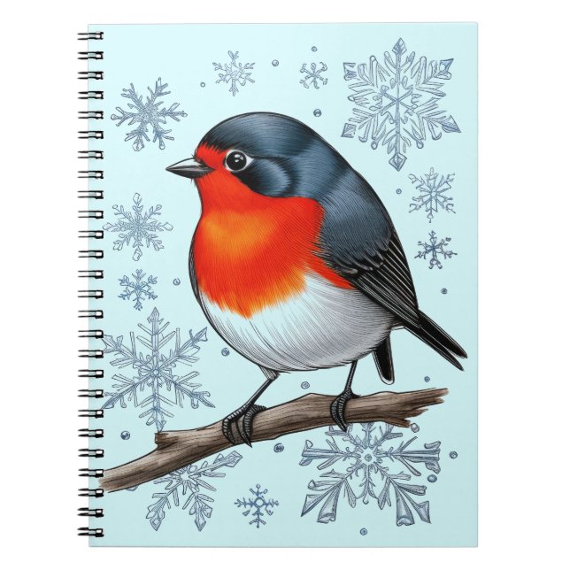 Cute Red Robin Bird Anteckningsbok (Framsidan)