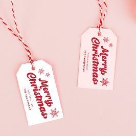 Cute Red Rosa God jul Presentetikett