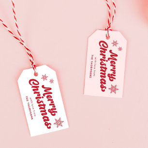 Cute Red Rosa God jul Presentetikett