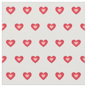 Cute Red Rosa Hearts Dot Mönster on White Tyg