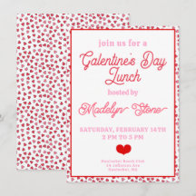 Cute Red & Rosa Hearts Galentine's Day Lunch