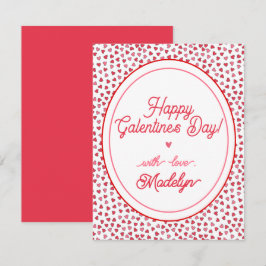 Cute Red & Rosa Hearts - Lycklig Galentins dag Anteckningskort