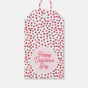 Cute Red & Rosa Hearts Valentine Day Gift Märkres Presentetikett