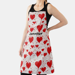 Cute red, rosa hjärtan, Valentine Day monogram