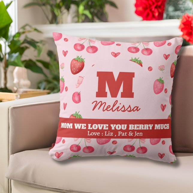 Cute Red Rosa Kärlek Du Berry Mycket Mors dag Kudde (Skapare uppladdad)