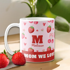 Cute Red Rosa Mamma Vi Kärlek er Berry mycket Kaffemugg