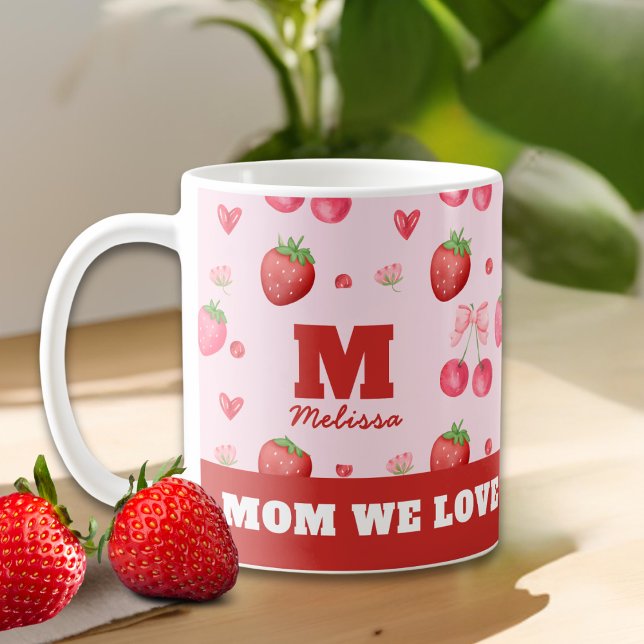Cute Red Rosa Mamma Vi Kärlek er Berry mycket Kaffemugg (Skapare uppladdad)