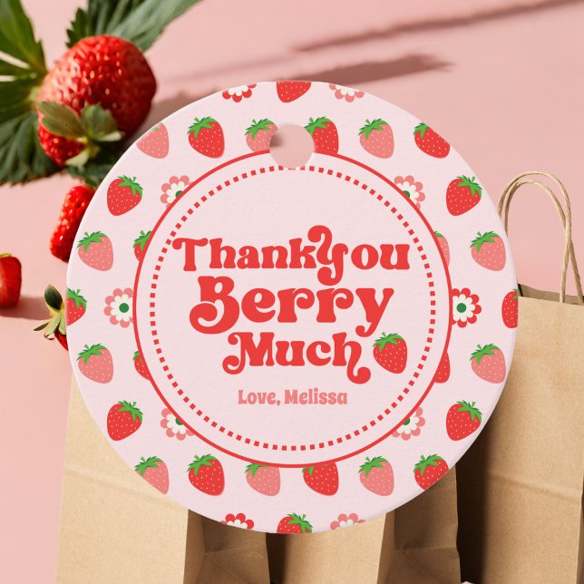 Cute Red Rosa Strawberry Tack Berry Mycket Gåvor Etiketter (Skapare uppladdad)
