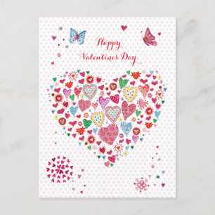 Cute Red & rosa Valentine Hjärtat Hearts Dots Helg Vykort