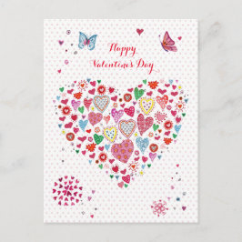 Cute Red & rosa Valentine Hjärtat Hearts Dots Helg Vykort