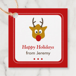 Cute Red Rudolph Reindeer-julgåvan Gåvor Etiketter