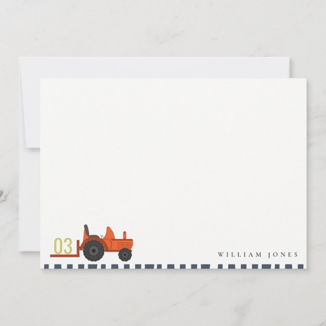 Cute Red Rust Farm Tractor Kids any Age Birday Anteckningskort (Framsida)