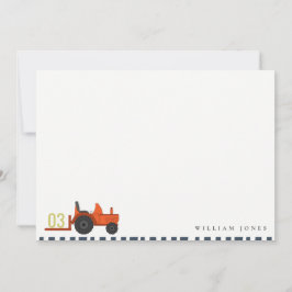 Cute Red Rust Farm Tractor Kids any Age Birday Anteckningskort