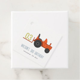 Cute Red Rust Farm Tractor Kids any Age Birday Gåvor Etiketter