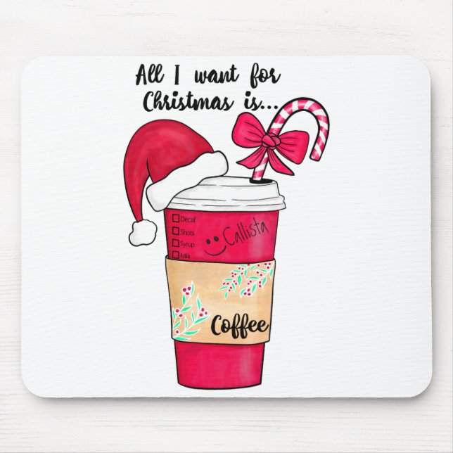 Cute Red Santa Hat Coffee Candy Cane Christmas  Musmatta (Framsidan)