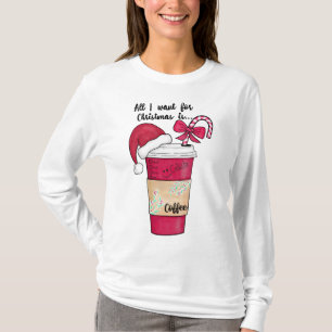 Cute Red Santa Hat Coffee Candy cane jul T Shirt