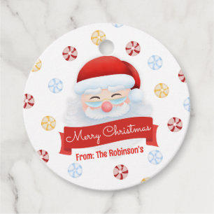 Cute Red Santa Juletiketters Personlig Gåvor Etiketter
