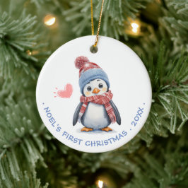 Cute Red Scarf Penguin | Baby First jul Julgransprydnad Keramik