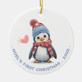 Cute Red Scarf Penguin | Baby First jul Julgransprydnad Keramik