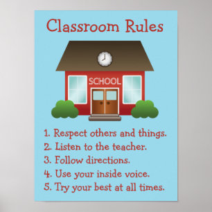 Cute Red School Byggnad Anpassningsbar Classroom R Poster