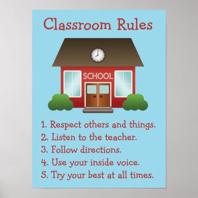 Cute Red School Byggnad Anpassningsbar Classroom R Poster (Framsidan)