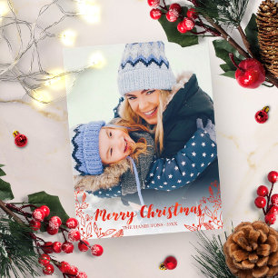 Cute Red Script Photo God jul Vykort