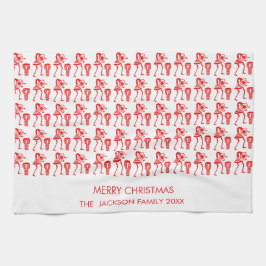 Cute, Red Silhouette, Lycklig Dance Kökshandduk