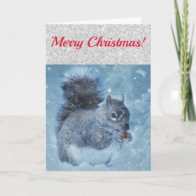 Cute Red Silver och Blue Squirrel Kort (Framsida)