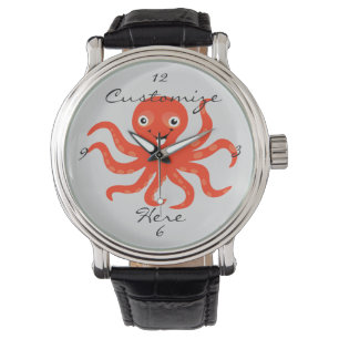 Cute Red Smiling Octopus Thunder_Cove Armbandsur