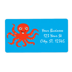 Cute Red Smiling Octopus Thunder_Cove Fraktsedel