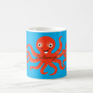 Cute Red Smiling Octopus Thunder_Cove Kaffemugg