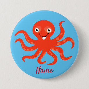 Cute Red Smiling Octopus Thunder_Cove Knapp
