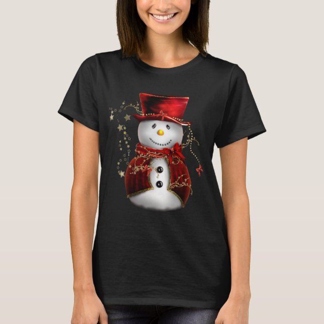 Cute Red Snögubbe Tee Shirt (Framsida)
