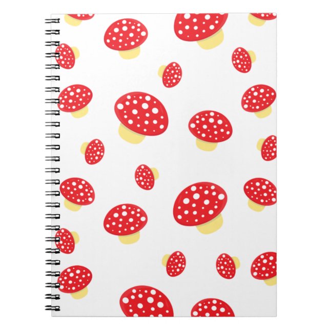 Cute Red Spotty Toadstool Mushrooms Pattern Anteckningsbok (Framsidan)