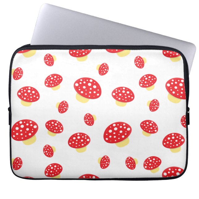 Cute Red Spotty Toadstool Mushrooms Pattern Laptop Fodral (Framsidan)
