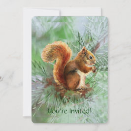 Cute Red Squirrel Anpassningsbar Age Födelsedagsfe Inbjudningar