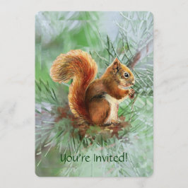 Cute Red Squirrel Anpassningsbar Age Födelsedagsfe Inbjudningar