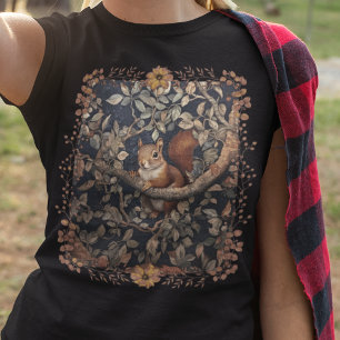 Cute Red Squirrel i en William Morris Stil-skog T Shirt