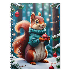 Cute Red Squirrel i Sötjul Bollar Anteckningsbok