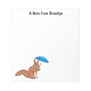 Cute Red Squirrel med paraplytecknad Anteckningsblock