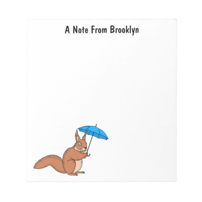 Cute Red Squirrel med paraplytecknad Anteckningsblock (Framsida)