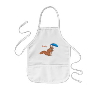 Cute Red Squirrel med paraplytecknad Barnförkläde