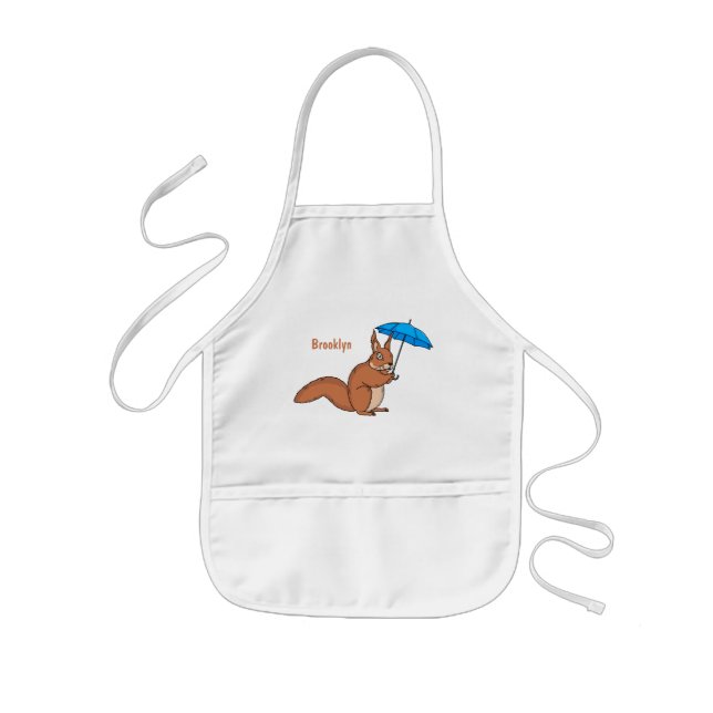 Cute Red Squirrel med paraplytecknad Barnförkläde (Framsidan)