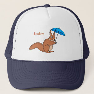 Cute Red Squirrel med paraplytecknad Keps