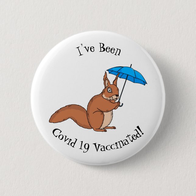Cute Red Squirrel med paraplytecknad Knapp (Framsida)