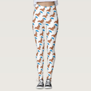 Cute Red Squirrel med paraplytecknad Leggings