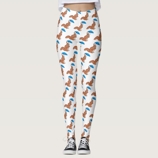Cute Red Squirrel med paraplytecknad Leggings (Framsida)