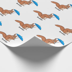 Cute Red Squirrel med paraplytecknad Presentpapper