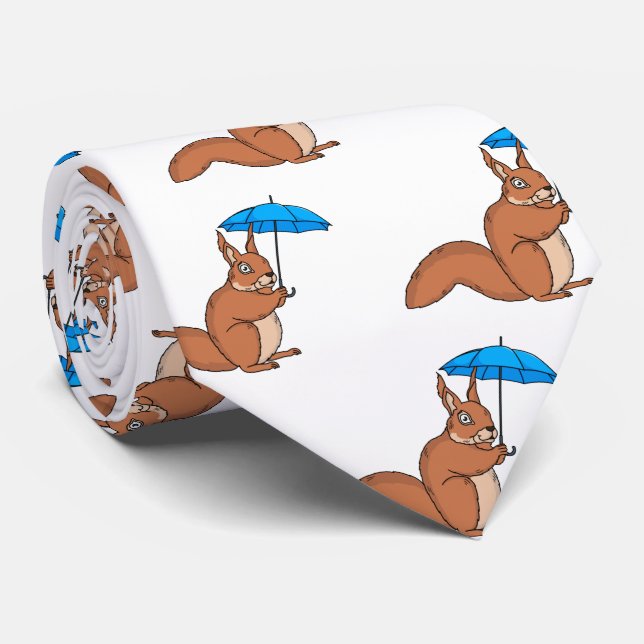 Cute Red Squirrel med paraplytecknad Slips (Rullad)